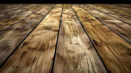 木质桌棕色背景图片_带有木桌或地板的复古木质背景的 3D 渲染