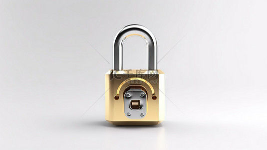 送安全送清凉背景图片_白色背景上带有开锁和密码的简约表情符号挂锁符号的 3D 渲染