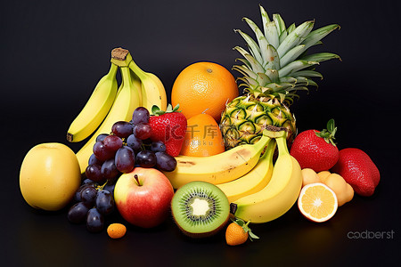水果包括新鲜葡萄橙子香蕉蓝莓和草莓