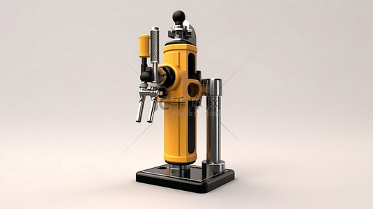 带分配器设备和酒吧手柄的独立生啤酒塔的 3D 插图