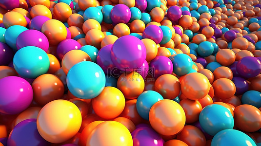 充满活力和色彩缤纷的球体 3D 渲染抽象插图