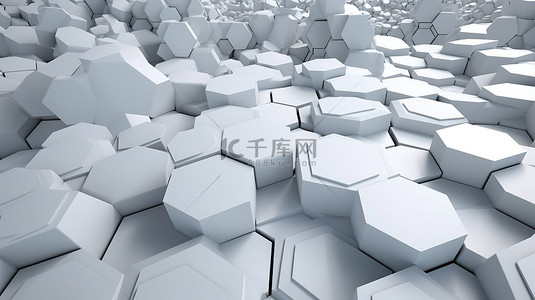 六边形几何框背景图片_3d 渲染中的白色六边形抽象背景