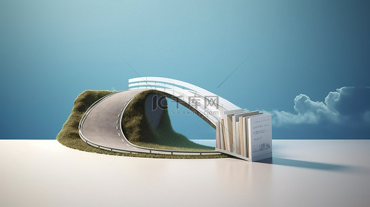 弯曲的高速公路促进旅行和度假迷人的 3d 插图