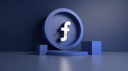 Facebook 和 YouTube 社交媒体平台的 3D 渲染徽标背景