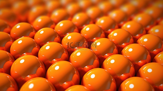 不同尺寸的抽象背景 3D 球体，具有航空航天橙色渐变