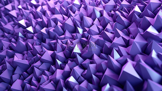 紫色背景上三角金字塔的 3d 渲染