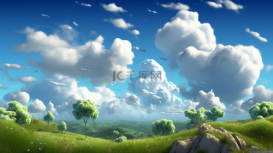 春天植物树木背景图片_天空奇幻云层植物