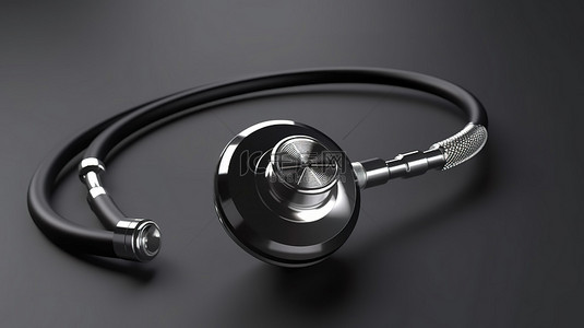 听诊器插画背景图片_具有麦克风逼真 3D 渲染的医用听诊器
