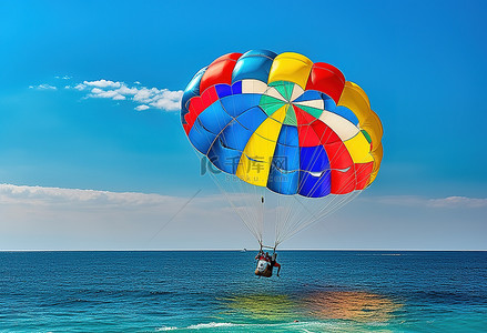 在海洋中滑翔伞