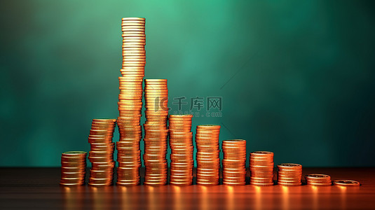 资金预算背景图片_投资概念的 3D 渲染见证了随着您的资金增长存款楼梯的价值