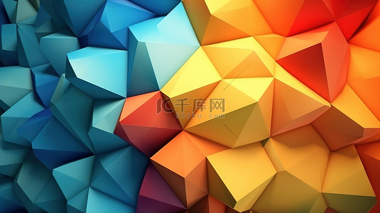 三角纹理背景图片_充满活力的 3D 几何形状营造出色彩缤纷的背景