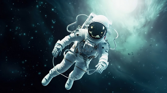 概念空间站背景图片_漂浮在外层空间的未来宇航员概念图像