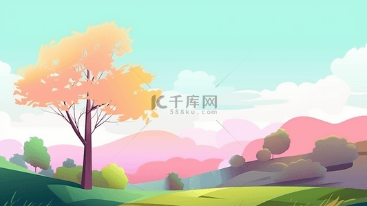 天空阳光背景背景图片_风景树简单彩色的背景
