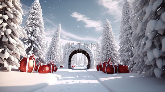 技能大比赛背景图片_圣诞节 3D 渲染中的空圣诞老人帽子
