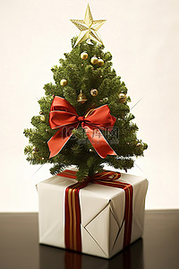 装饰小圣诞树背景图片_礼品盒里的小圣诞树