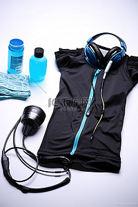 蓝牙耳机背景图片_T 恤水瓶手机耳机手套和耳塞带蓝牙扬声器和耳机
