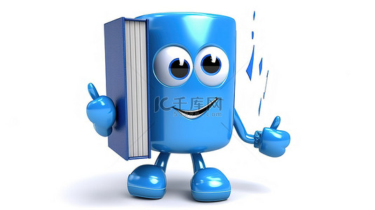 读书器背景图片_白色背景上带有抽象电池充电的蓝皮书吉祥物的 3D 渲染
