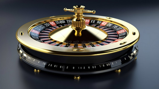 3d 渲染黑色赌场轮盘赌轮与白色背景上的金色王冠