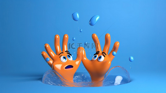 洗手场景背景图片_卡通手洗的 3d 渲染