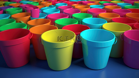 水桶破了背景图片_3d 渲染中的彩色水桶背景