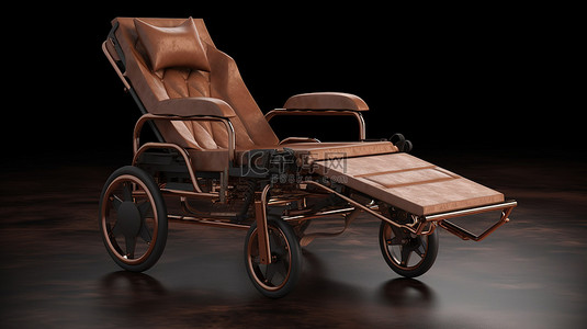 躺椅背景图片_棕色轮椅躺椅通过 3D 渲染变得栩栩如生