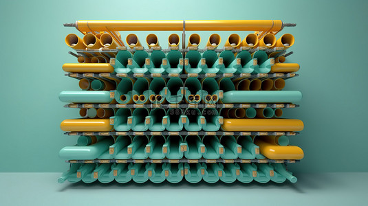 促销引流背景图片_塑料管架正面的 3D 插图