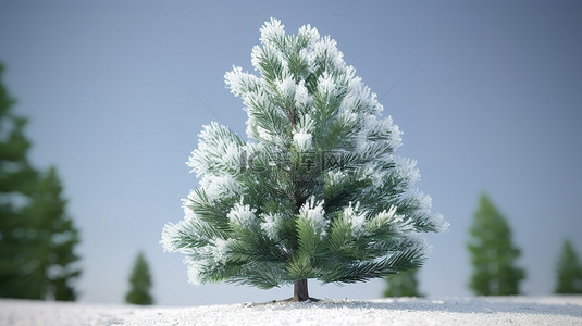 3d 渲染中积雪覆盖的松树
