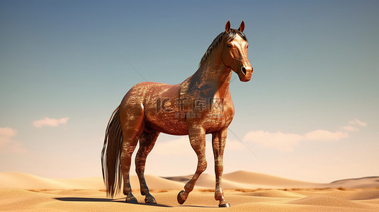 令人惊叹的 3D 渲染中雄伟的马