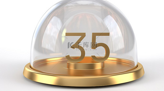 3d促销装饰背景图片_金色的 75% off 文字包裹在 3d 渲染的餐厅钟形装饰中