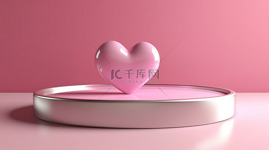 完美的情人节展示以粉色心形讲台和令人惊叹的 3D 构图为特色