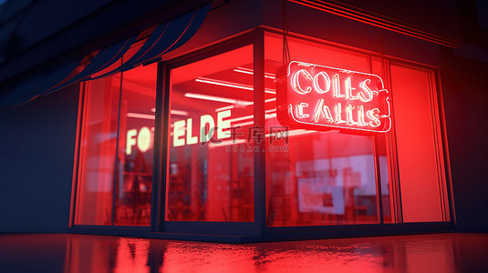 已关闭的零售店标志以 3D 渲染的醒目的红色