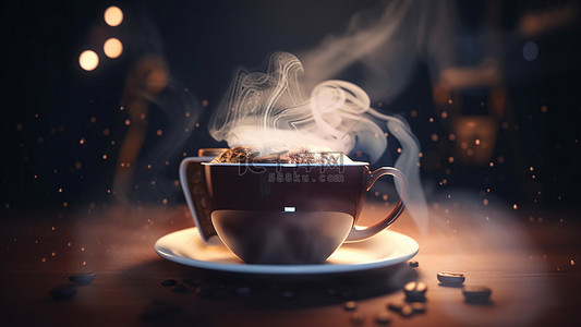 休闲咖啡背景图片_咖啡饮品热饮浓烟