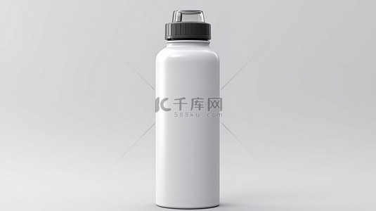 白色水瓶在最小背景下的 3D 渲染插图
