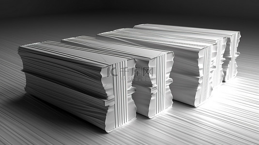 大学生课背景图片_以 3D 渲染的堆积的空白书籍