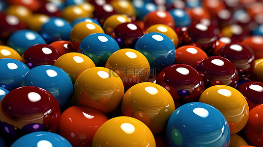 五颜六色的形状背景图片_充满活力的球体彩色圆圈的 3D 插图