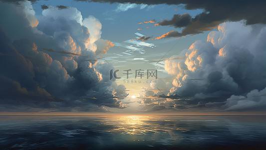 海鲜蓝色背景图片_大海天空云层海洋