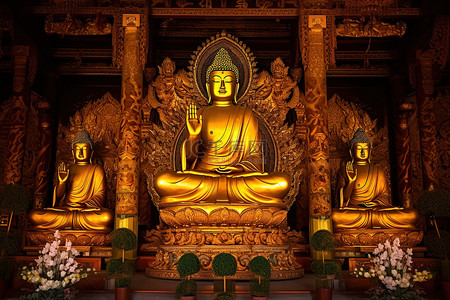 寺庙里的金色佛像