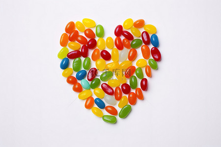 爱心豆背景图片_色彩缤纷的软糖豆拼出爱心的形状