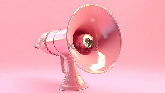 3d 渲染扩音器与粉红色背景宣布信息概念