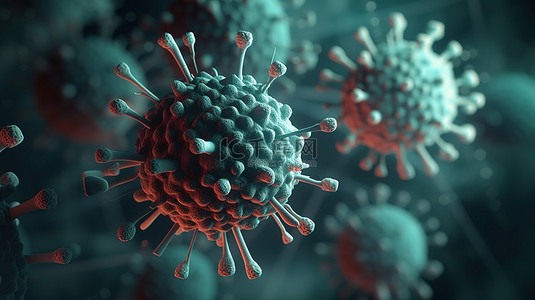 主题大背景图片_冠状病毒主题3D医学背景展示抽象病毒细胞