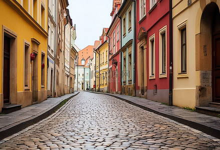 捷克共和国布拉格的鹅卵石街道