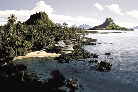 热带海洋岛背景图片_热带海洋中的一个岛屿
