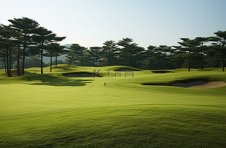 手绘高尔夫球场背景图片_济州岛高尔夫球场