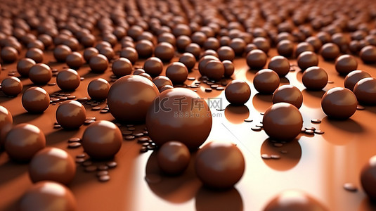 冰淇淋圣代背景图片_美味的巧克力点心躺在地上，以 3D 渲染