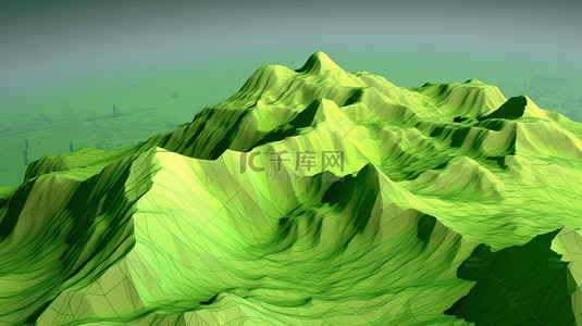 地形高度图背景图片_山地地形的低多边形 3d 渲染，绿树成荫
