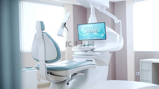 牙医背景图片_牙医诊所最先进的 3D 牙科扫描仪和监视器