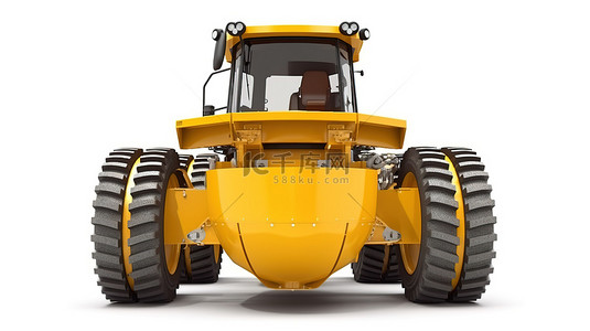 农业机械图标背景图片_放大查看白色背景下隔离的宽敞拖拉机铲斗现代农业机械 3D 模型
