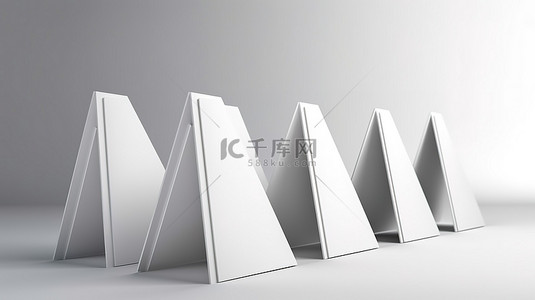 空白纸桌卡上的 3D 渲染三角形帐篷卡模拟