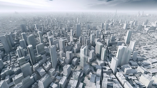 3D 令人惊叹的鸟瞰图渲染中的城市景观
