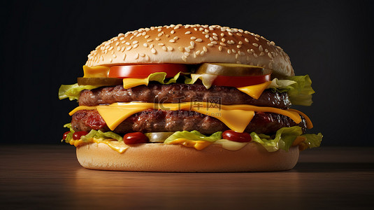 抹茶芝士背景图片_3D动画中的巨型汉堡